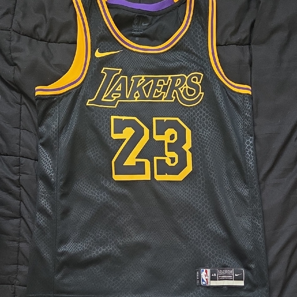 Nike Black and Yellow Lakers Jersey